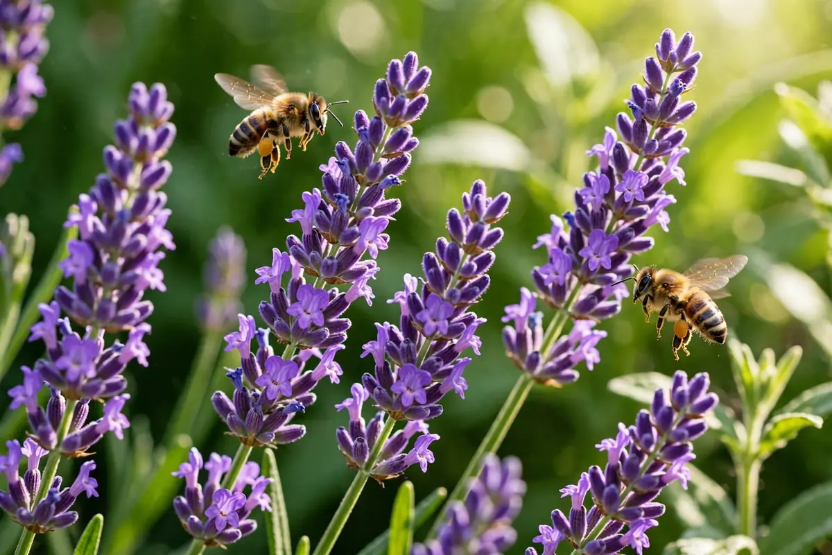 Purple lavender spikes close-up, one of the most popular flowers that start with L